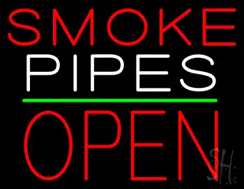 Smoke Pipes Block Open Green Line LED Neon Sign
