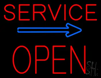 Red Service Block Open LED Neon Sign