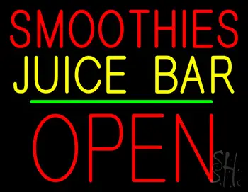 Smoothies Juice Bar Block Open Green Line LED Neon Sign