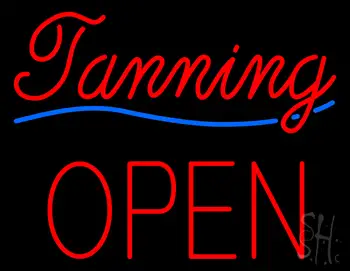 Cursive Red Tanning Block Open LED Neon Sign