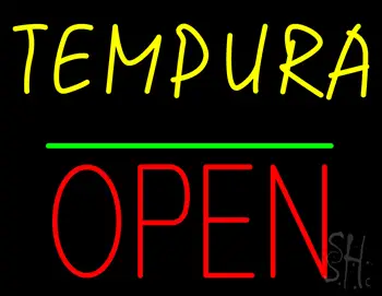 Tempura Block Open Green Line LED Neon Sign