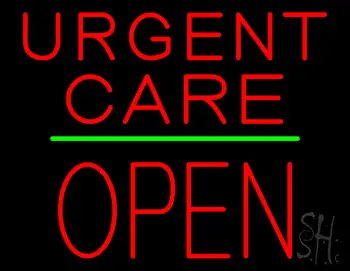 Urgent Care Block Open Green Line LED Neon Sign