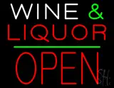 Wine and Liquor Block Open Green Line LED Neon Sign