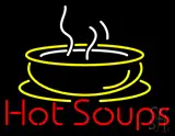 Red Hot Soups with Yellow Bowl LED Neon Sign