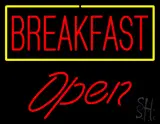 Block Breakfast with Blue Border Open LED Neon Sign