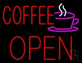 Red Coffee Open Block Logo LED Neon Sign