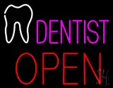 Pink Dentist Tooth Logo Block Open LED Neon Sign