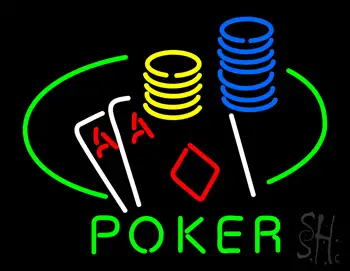 Poker Double Aces Table and Chips LED Neon Sign