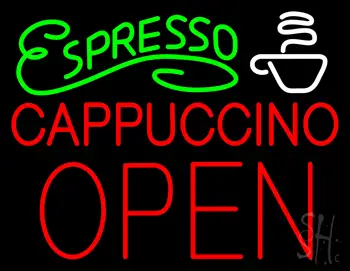 Espresso Cappuccino Block Open LED Neon Sign