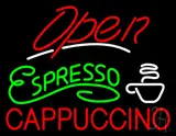 Red Open Espresso Cappuccino LED Neon Sign