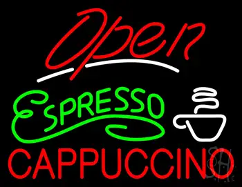 Red Open Espresso Cappuccino LED Neon Sign