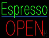 Green Espresso Block Red Open LED Neon Sign