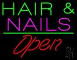 Green Hair And Nails Open LED Neon Sign