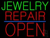 Jewelry Repair Block Open Blue Line LED Neon Sign