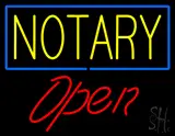 Yellow Notary Blue Border Open LED Neon Sign