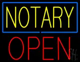 Yellow Notary Blue Border Block Open LED Neon Sign