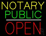 Yellow Green Notary Public White Line Block Open LED Neon Sign