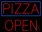 Pizza with Blue Border Open Open LED Neon Sign