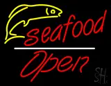 Red Seafood Logo Open White Line LED Neon Sign