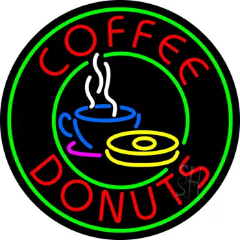 Round Coffee Donuts LED Neon Sign