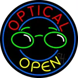 Round Optical Yellow Open Neon Sign
