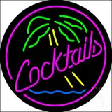Pink Cocktail Oval Palm Tree LED Neon Sign