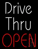White Drive Thru Red Open LED Neon Sign