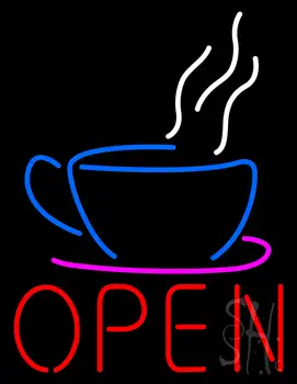 Open Coffee Cup Logo LED Neon Sign
