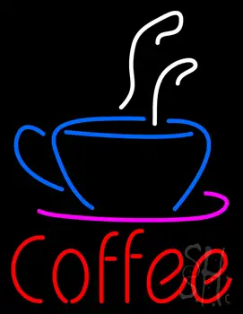 Red Coffee with Coffee Cup LED Neon Sign