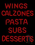Wings Calzones Pasta LED Neon Sign
