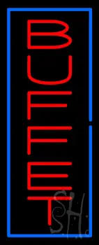 Vertical Red Buffet with Blue Border Neon Sign