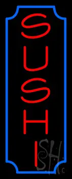 Vertical Sushi with Blue Border Neon Sign