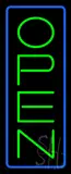 Open - Vertical Green Letters with Blue Border LED Neon Sign
