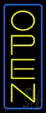 Open - Vertical Yellow Letters with Blue Border LED Neon Sign