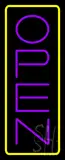 Open - Vertical Purple Letters with Yellow Border LED Neon Sign