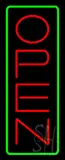 Open - Vertical Red Letters with Green Border LED Neon Sign