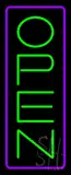 Open - Vertical Green Letters with Purple Border LED Neon Sign