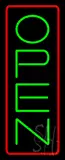Open - Vertical Green Letters with Red Border LED Neon Sign