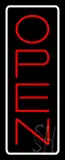 Open - Vertical Red Letters with White Border LED Neon Sign