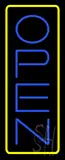 Open - Vertical Blue Letters with Yellow Border LED Neon Sign