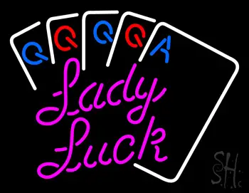 Lady Luck Cards LED Neon Sign