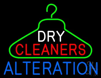 Dry Cleaners Hanger Logo Alteration Neon Sign