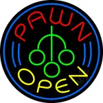 Round Pawn Logo Open Neon Sign