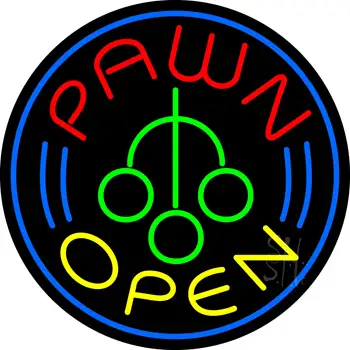 Round Pawn Logo Open Neon Sign