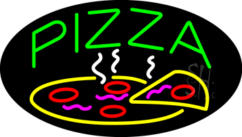 Oval Pizza Logo Animated Neon Sign