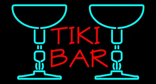 Tiki Bar with Two Martini Glasses LED Neon Sign