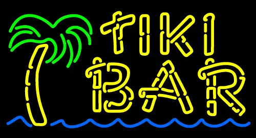 Tiki Bar With Palm Tree LED Neon Sign