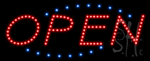 Open Deco Blue Border and Red Letters Animated LED Sign