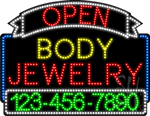 Body Jewelry Open with Phone Number Animated LED Sign