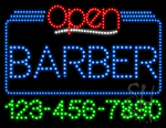 Barber Open with Phone Number Animated LED Sign